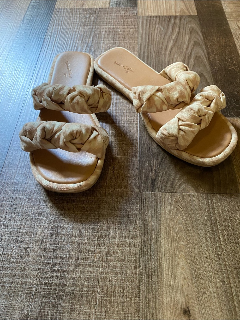 Universal Thread Braided Double-Strap Slide Sandals - Tan